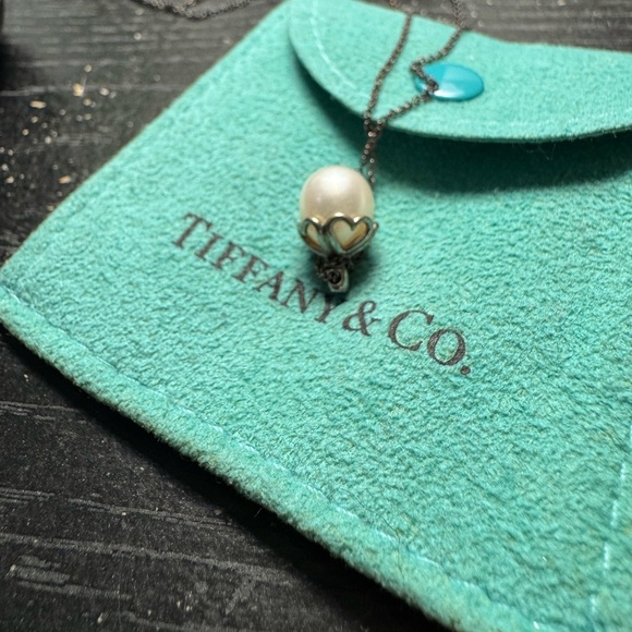 Tiffany & Co. Heart Cap Silver Necklace with White Pearl - Picture 2 of 4